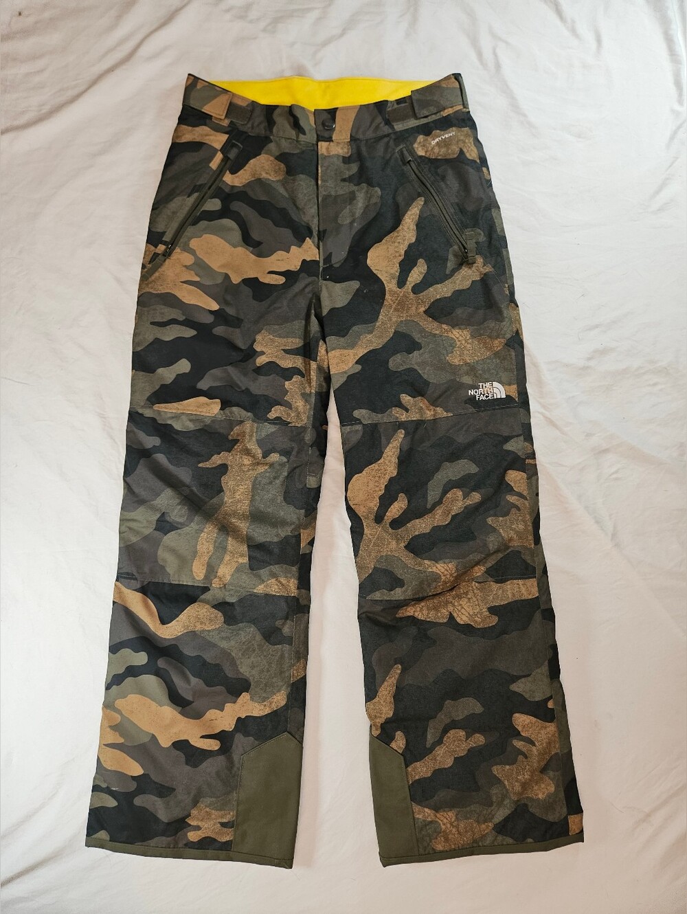 The North Face Boys Green Camoflauge Adjustable Waist EZ Grow Snow Pants Size Lg
